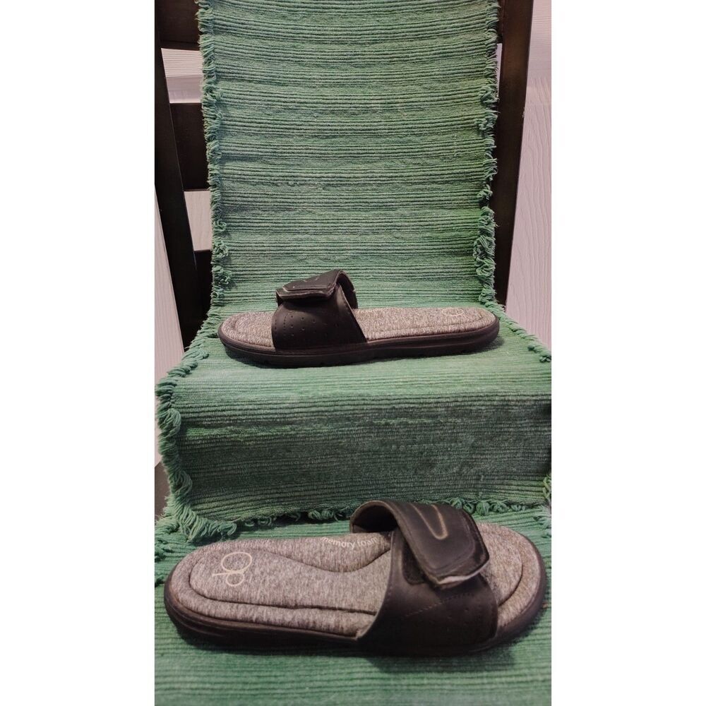 OP Women's Memory Foam Slide Sandals - Black/Grey Heather Small